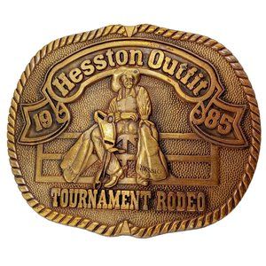 PRCA Rodeo Belt Buckle Hesston Outfit Tournament 1985 Cowboy Western Wear